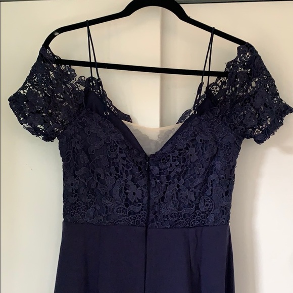 Long navy, off shoulder maxi - Picture 3 of 3